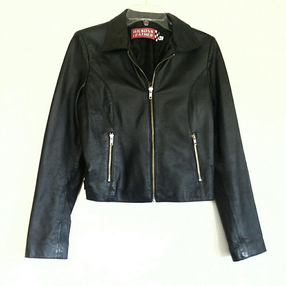WILSON'S LEATHER MOTO BOMBER JACKET LIKE NEW EUC!